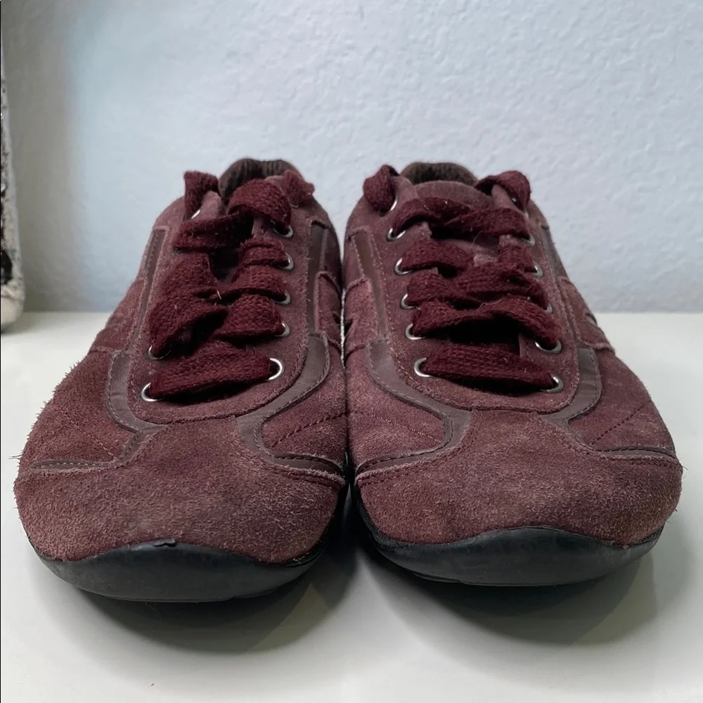 GEOX Burgundy Suede Lace‎ Up Casual Sneakers Shoes Women Size 38 EU/8 US